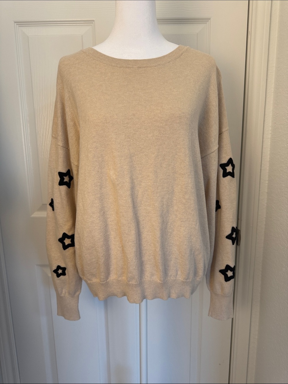 [new inventory] J. SOCIETY FUZZY STAR TAN PULLOVER SWEATER NWOT